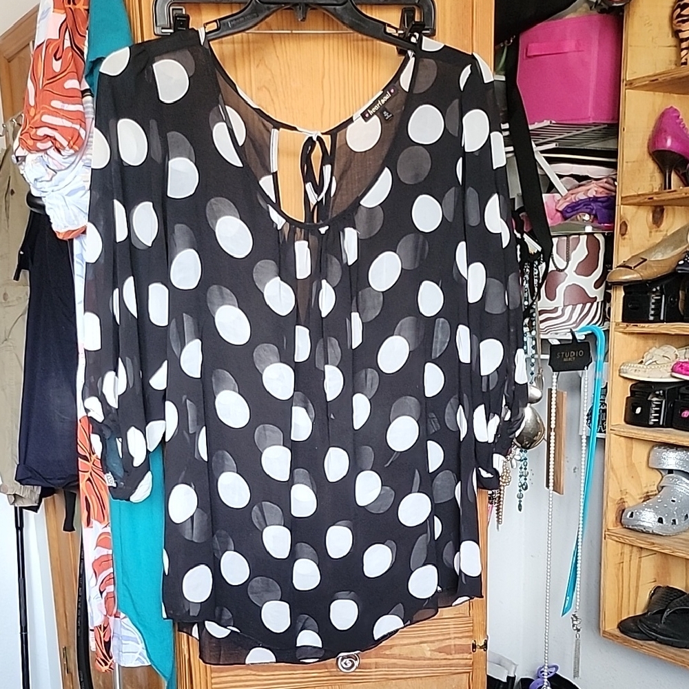 HeartSoul Black and White Polka Dot Blouse